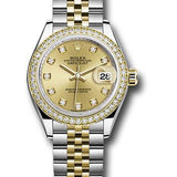 Rolex Steel and Yellow Gold Rolesor Lady-Datejust 28 Watch - Diamond Bezel - Champagne Diamond Dial - Jubilee Bracelet - 279383RBR chdj