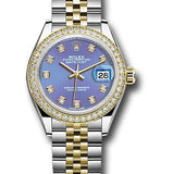 Rolex Steel and Yellow Gold Rolesor Lady-Datejust 28 Watch - Diamond Bezel - Lavender Diamond Dial - Jubilee Bracelet - 279383RBR ldj