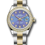 Rolex Steel and Yellow Gold Rolesor Lady-Datejust 28 Watch - Diamond Bezel - Lavender Diamond Dial - Oyster Bracelet - 279383RBR ldo