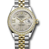 Rolex Steel and Yellow Gold Rolesor Lady-Datejust 28 Watch - Diamond Bezel - Silver Diamond Star Dial - Jubilee Bracelet - 279383RBR s9dix8dj