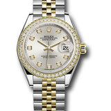 Rolex Steel and Yellow Gold Rolesor Lady-Datejust 28 Watch - Diamond Bezel - Silver Diamond Dial - Jubilee Bracelet - 279383RBR sdj