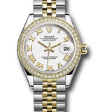 Rolex Steel and Yellow Gold Rolesor Lady-Datejust 28 Watch - Diamond Bezel - White Roman Dial - Jubilee Bracelet - 279383RBR wrj