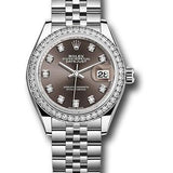 Rolex Steel and White Gold Rolesor Lady-Datejust 28 Watch - 44 Diamond Bezel - Dark Grey Diamond Dial - Jubilee Bracelet - 279384RBR dgdj