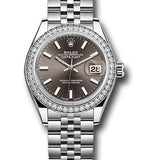 Rolex Steel and White Gold Rolesor Lady-Datejust 28 Watch - 44 Diamond Bezel - Dark Grey Index Dial - Jubilee Bracelet - 279384RBR dgij