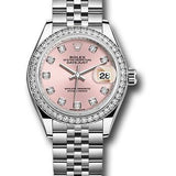 Rolex Steel and White Gold Rolesor Lady-Datejust 28 Watch - 44 Diamond Bezel - Pink Diamond Dial - Jubilee Bracelet - 279384RBR pdj