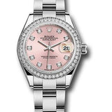 Rolex Steel and White Gold Rolesor Lady-Datejust 28 Watch - 44 Diamond Bezel - Pink Diamond Dial - Oyster Bracelet - 279384RBR pdo