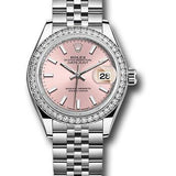 Rolex Steel and White Gold Rolesor Lady-Datejust 28 Watch - 44 Diamond Bezel - Pink Index Dial - Jubilee Bracelet - 279384RBR pij