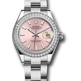 Rolex Steel and White Gold Rolesor Lady-Datejust 28 Watch - 44 Diamond Bezel - Pink Index Dial - Oyster Bracelet - 279384RBR pio