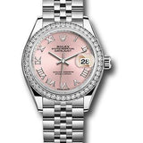 Rolex Steel and White Gold Rolesor Lady-Datejust 28 Watch - 44 Diamond Bezel - Pink Roman Dial - Jubilee Bracelet - 279384RBR prj