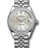 Rolex Steel and White Gold Rolesor Lady-Datejust 28 Watch - 44 Diamond Bezel - Silver Diamond Star Dial - Jubilee Bracelet - 279384RBR s9dix8dj