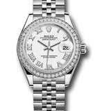 Rolex Steel and White Gold Rolesor Lady-Datejust 28 Watch - 44 Diamond Bezel - White Roman Dial - Jubilee Bracelet - 279384RBR wrj