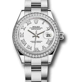 Rolex Steel and White Gold Rolesor Lady-Datejust 28 Watch - 44 Diamond Bezel - White Roman Dial - Oyster Bracelet - 279384RBR wro