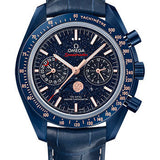 Omega Speedmaster Moonwatch Co-Axial Master Chronometer Moonphase Chronograph Blue Side Of The Moon Watch - 44.25 mm Blue Ceramic Case - Blue Aventurine Glass Dial - Blue Leather Strap - 304.93.44.52.03.002