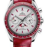 Omega Speedmaster Moonwatch Omega Co-Axial Master Chronometer Moonphase Chronograph - 44.25 mm Platinum Case - Platinum-Gold Dial - Red Leather Strap - 304.93.44.52.99.002