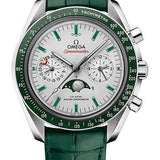 Omega Speedmaster Moonwatch Omega Co-Axial Master Chronometer Moonphase Chronograph - 44.25 mm Platinum Case - Platinum-Gold Dial - Green Leather Strap - 304.93.44.52.99.003