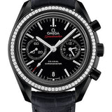 Omega Speedmaster Moonwatch Omega Co-Axial Chronograph Dark Side of the Moon Watch - 44.25 mm Black Ceramic Case - Diamond Set Ceramic Bezel - Black Ceramic Diamond Dial - Black Leather Strap - 311.98.44.51.51.001