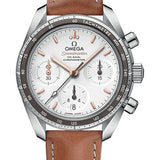 Omega Speedmaster 38 Co-Axial Chronograph Watch - 38 mm Steel Case - Silvery Dial - Novo Nappa Leather Strap - 324.32.38.50.02.001