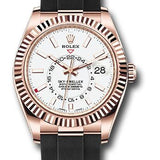 Rolex Everose Gold Sky-Dweller Watch - White Index Dial - Oysterflex Bracelet - 2020 Release - 326235 wi