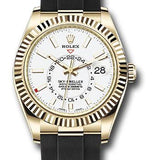 Rolex Yellow Gold Sky-Dweller Watch - White Index Dial - Oysterflex Bracelet - 2020 Release - 326238 wi