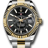 Rolex Yellow Rolesor Sky-Dweller Watch - Black Index Dial - Oyster Bracelet - 326933 bk