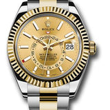 Rolex Yellow Rolesor Sky-Dweller Watch - Champagne Index Dial - Oyster Bracelet - 326933 ch