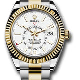 Rolex Yellow Rolesor Sky-Dweller Watch - White Index Dial - Oyster Bracelet - 326933 wh