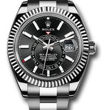 Rolex White Rolesor Sky-Dweller Watch - Black Index Dial - Oyster Bracelet - 326934 bk