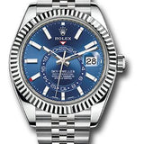 Rolex Oyster Perpetual White Rolesor Sky-Dweller Watch - Blue Index Dial - Jubilee Bracelet - 326934 blij