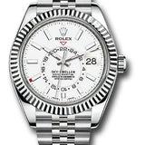 Rolex Oyster Perpetual White Rolesor Sky-Dweller Watch - White Index Dial - Jubilee Bracelet - 326934 wij