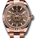 Rolex Everose Gold Sky-Dweller Watch - Chocolate Sunray Index Dial - Oyster Bracelet - 326935 choi