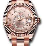 Rolex Everose Gold Sky-Dweller Watch - Sundust Sunray Roman Dial - Oyster Bracelet - 326935 su