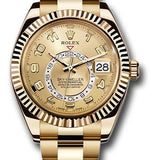 Rolex Yellow Gold Sky-Dweller Watch - Champagne Sunray Arabic Dial - Oyster Bracelet - 326938 ch