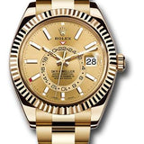 Rolex Yellow Gold Sky-Dweller Watch - Champagne Index Dial - Oyster Bracelet - 326938 chi