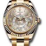 Rolex Yellow Gold Sky-Dweller Watch - Silver Sunray Roman Dial - Gold Bracelet - 326938 s