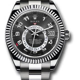 Rolex White Gold Sky-Dweller Watch - Black Arabic Dial - Oyster Bracelet - 326939 bk