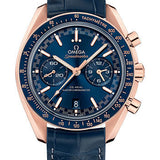 Omega Speedmaster Racing Co-Axial Master Chronograph Watch - 44.25 mm Sedna Gold Case - Sun Brushed Blue Dial - Blue Leather Strap - 329.53.44.51.03.001