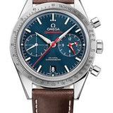 Omega Speedmaster '57 Omega Co-Axial Chronograph Watch - 41.5 mm Steel Case - Brushed Bezel - Blue Dial - Brown Leather Strap - 331.12.42.51.03.001