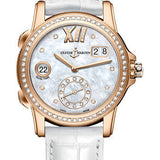 Ulysse Nardin Lady Dual Time 37.5 mm - Rose Gold Case - White Diamond Dial - Leather Strap