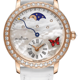 Blancpain Ladybird Quantieme Retrograde White Ostrich Diamond Ladies Watch - 3653A 2954 58CB