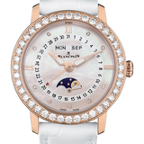 Blancpain Ladybird Quantieme Complet Red Gold Diamond White Alligator Ladies Watch - 3663 2954 55B