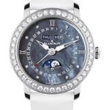 Blancpain Ladybird Quantieme Complet Diamond Mother of Pearl Satin Ladies Watch - 3663 4654L 52B