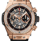 Hublot Big Bang Unico King Gold Diamonds Watch - 45 mm - Black Skeleton Dial-411.OX.1180.RX.1104