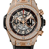 Hublot Big Bang Unico King Gold Pave Watch - 45 mm - Black Dial-411.OX.1180.RX.1704