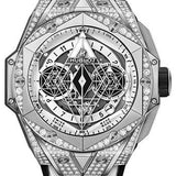 Hublot Big Bang Sang Bleu II Titanium White Pave Watch - 45 mm - White Skeleton Dial - White and Black Rubber Strap-418.NX.2001.RX.1604.MXM20