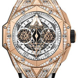 Hublot Big Bang Sang Bleu II King Gold White Pave Watch - 45 mm - White Skeleton Dial - White and Black Rubber Strap-418.OX.2001.RX.1604.MXM20