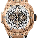 Hublot Big Bang Sang Bleu II King Gold White Watch - 45 mm - White Skeleton Dial - White and Black Rubber Strap-418.OX.2001.RX.MXM20