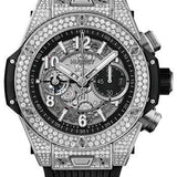 Hublot Big Bang Unico Titanium Pave Watch - 44 mm - White Dial - Black Rubber Strap-421.NX.1170.RX.1704