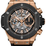 Hublot Big Bang Unico King Gold Ceramic Watch - 44 mm - Black Skeleton Dial - Black Rubber Strap-421.OM.1180.RX