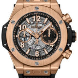 Hublot Big Bang Unico King Gold Watch - 44 mm - Black Skeleton Dial - Black Rubber Strap-421.OX.1180.RX