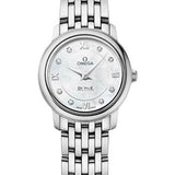 Omega De Ville Prestige Quartz Watch - 24.4 mm Steel Case - Mother-Of-Pearl Diamond Dial - 424.10.24.60.55.001